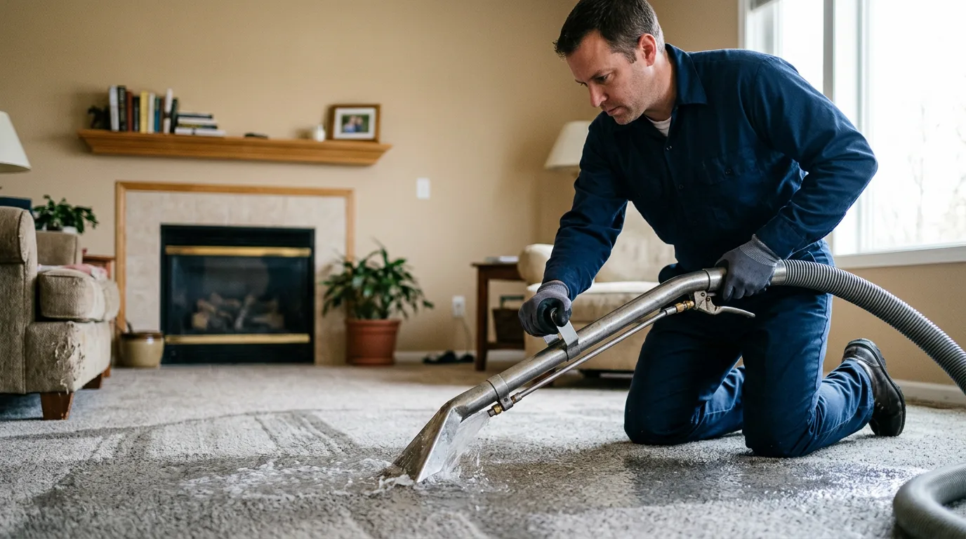 Water damage restoration technician working near Bloomer, WI